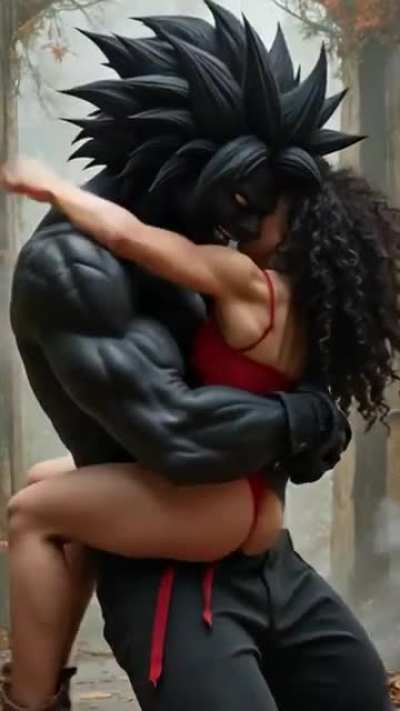 Girl struggling to escape Goku Black&rsquo;s bearhug