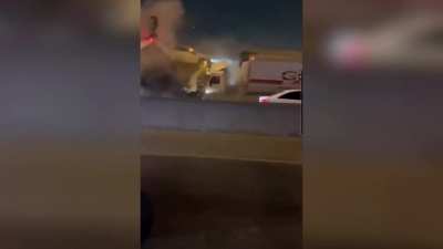 A Semi truck slams into cars during a massive pileup on highway I-35 in Fort Worth Texas