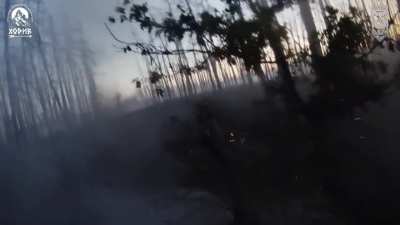 BMP-2 operation against Russian defenses in the direction of Kreminna. Crew member manually removes mine barrier to advance. Bureviy Brigade, published onAugust 3, 2024