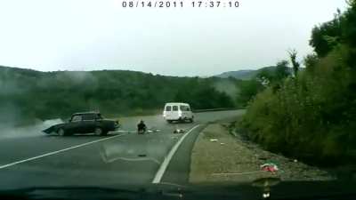 Two people ejected from vehicle after crashing into a van