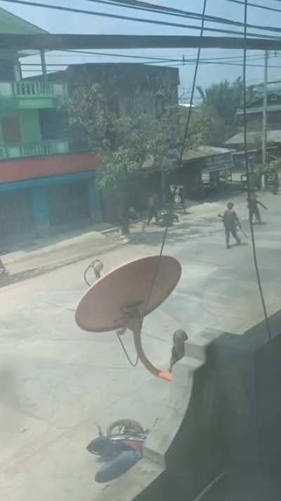 Burmese soldiers tried to arrest the protesters but failed. They perform an act of mindless vandalism instead out of anger.