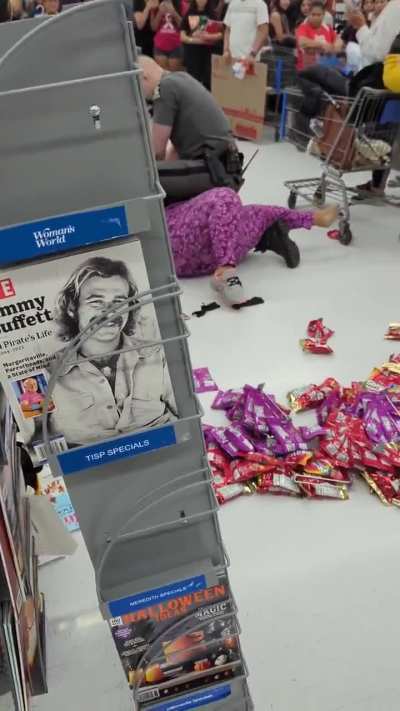VIDEO: Woman continuously screams "Walmart is racist" as she is arrested for shoplifting hundreds of dollars worth of product.