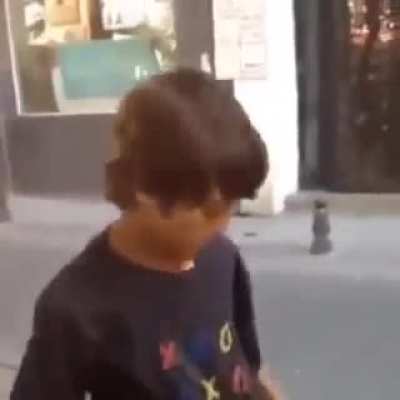 Angry boys are swearing to man