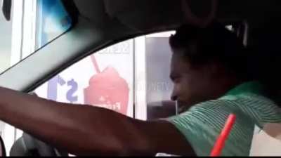 Trashy asshole threatens to physically assault a burger king employee over them accidentally getting his order wrong