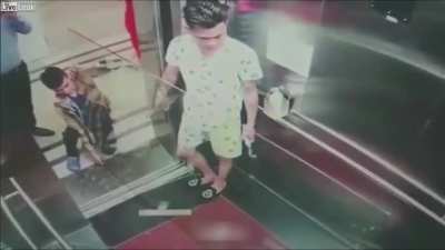 Glass window inside an elevator