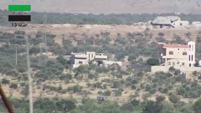 FSA 13th Division BGM-71 TOW team hits a Syrian Army tank - Idlib - 7/9/2014
