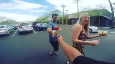 Biker gives out roses