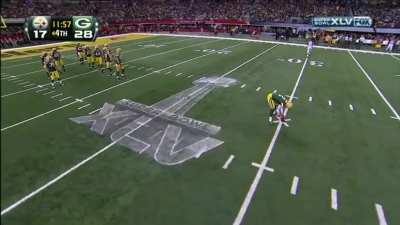 Highlight - Greg Jennings catches an 8 yard touchdown from Rodgers for his second touchdown of the game, Super Bowl XLV vs Steelers (02/06/2011)