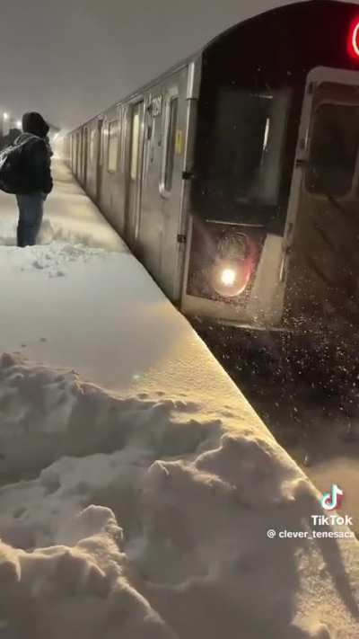 Snowday on the 7 Train