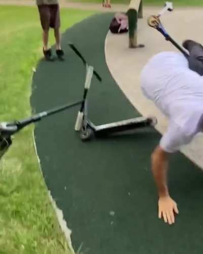 WCGW doing scooter tricks when there are things in the way