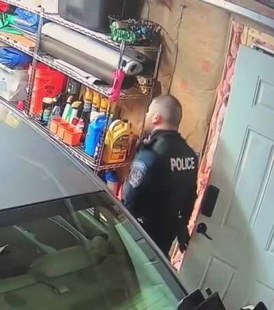 Officer damages private property while executing a search warrant