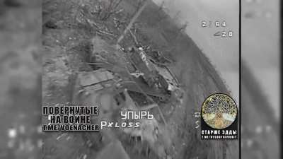 FPV strikes on damaged and abandoned M1 Abrams tank in Berdychi north of Avdivka. Second confirmed loss of an Abrams.