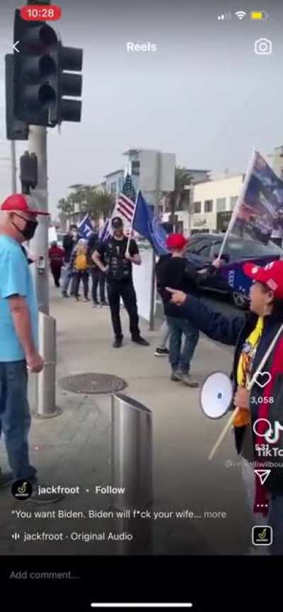 MAGA women tells bystander that Biden will f*** his wife