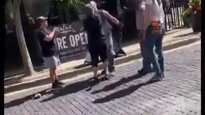Badass woman punches a nazi in the face