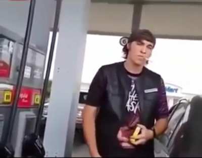 clown harassing a guy for wearing a Sons of anarchy Vest