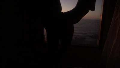 Steamy shower during sunset