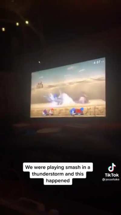 Playing Smash outside in a thunder storm