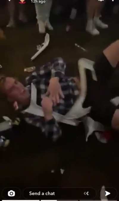 WCGW body slamming a plastic chair