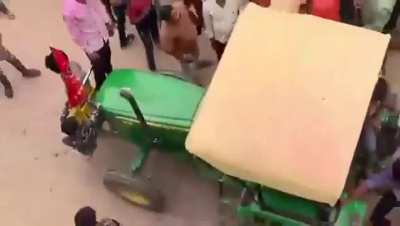 UP: A Durga idol immersion procession in Barabanki halted outside a mosque &amp;amp; played objectionable songs.
