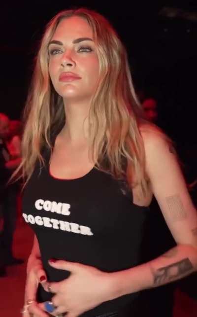 'Cara is back! The model appears front row at the Stella McCartney Spring Summer 2026 Fashion Show during Paris Fashion Week' - IG October 2025