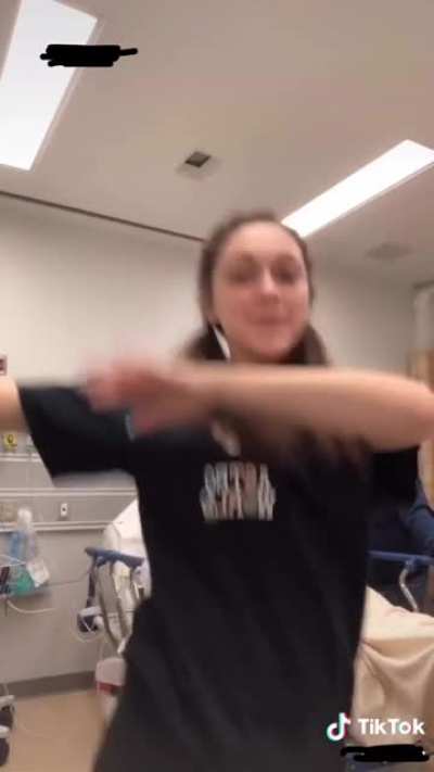 Girl does Tik Tok next to DYING GRANDFATHER