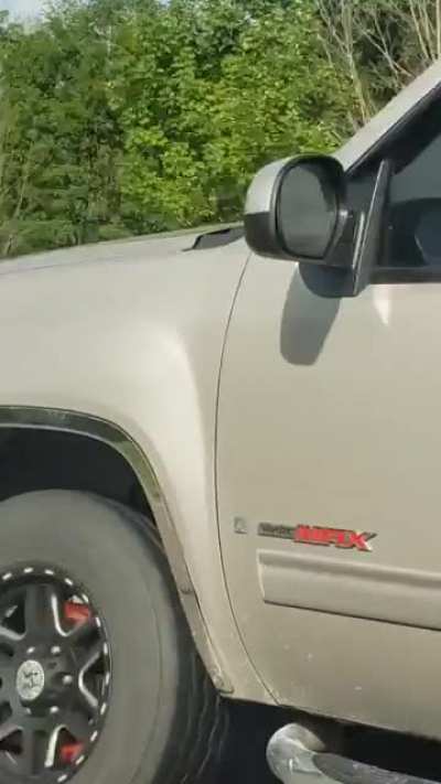 Why not honk and get his attention??