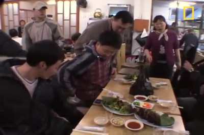Eating live octopuses