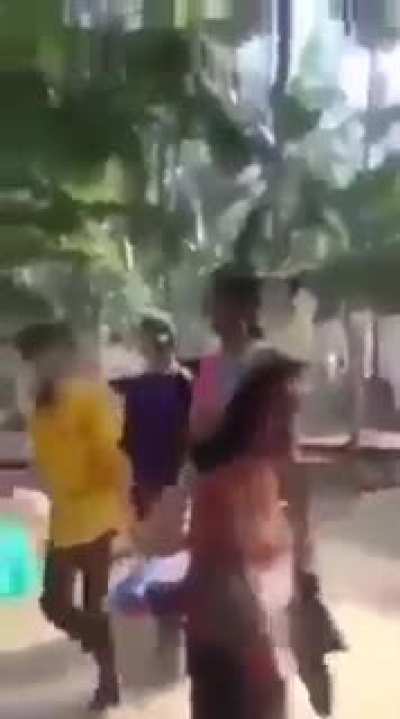 Hindu warrior kids chasing ladies missionaries by chanting "Jai Shri Ram"