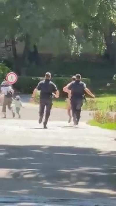 A naked guy chased by police in Split, Croatia