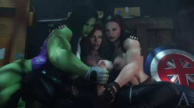 She-Hulk, Black Widow & Captain Carter - Helping Hands (Amazonium) [Marvel]