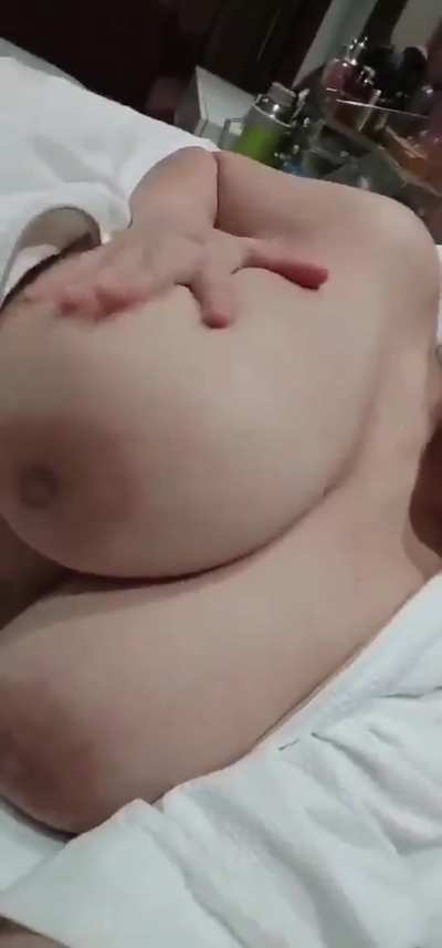 big tits in bed