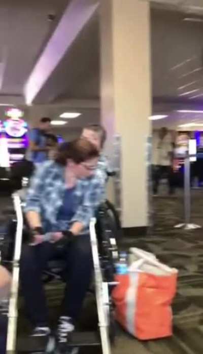 Racist disabled man gets mad at a guy for speaking Spanish