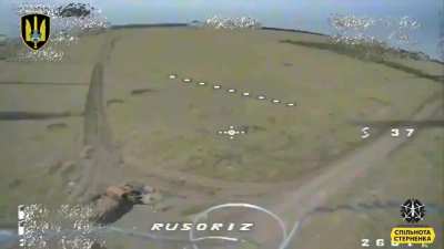 Ukrainian soldiers stop another Russian convoy. The crew of a GAZ-2975 "Tigr" multipurpose all-terrain infantry mobility vehicle had to flee so fast, that they left the doors of the truck open which is now used by an FPV pilot to enter it with his quad.
