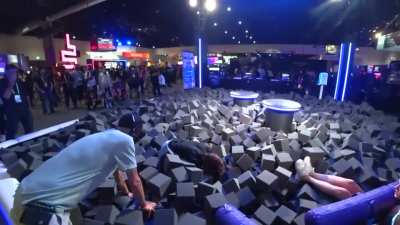 Jumping into a foam pit