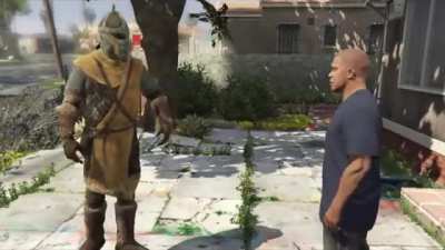 Skyrim Guard harasses a Redguard