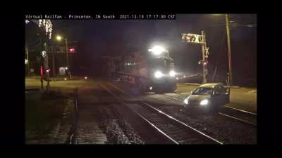 Happened just a little bit ago in my small home town. Not sure what the heck she was thinking, but HOLY SHIT what a close call!