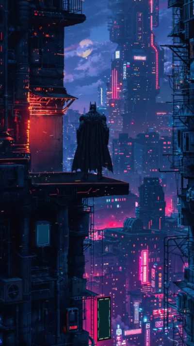 Batman in the dystopian Gotham City - Live Wallpaper