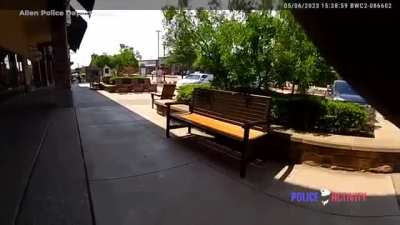 Body cam of police officer shows him tracking and killing the fucking mass shooter at Allen Outlet Mall in Texas. (NSFW but no gore or injured people visible.)
