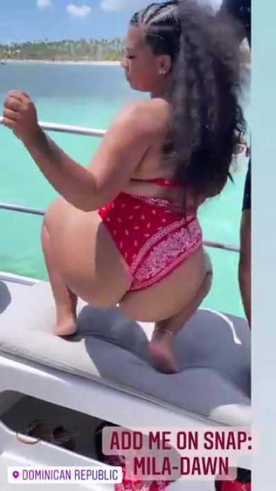 Mila Dawn bouncing big ass on the boat!