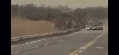 Car gets sent off the road 
