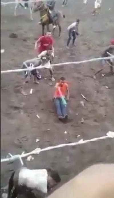 Guy with a brilliant idea gets gored in the head by a bull&hellip;