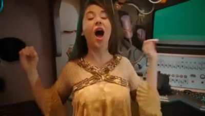 Alison Brie playing with her imaginary friends