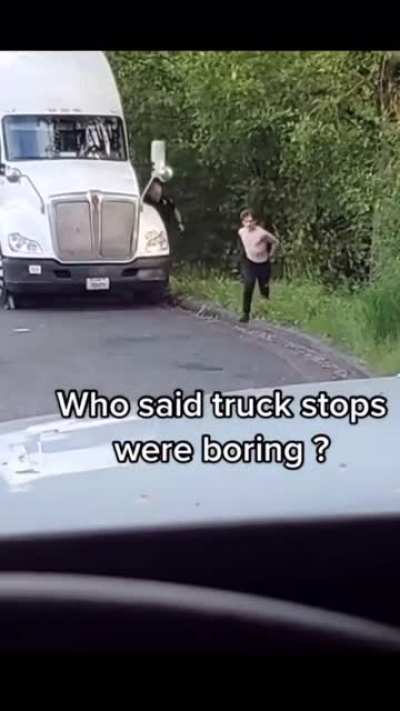 Cuffed man takes off running from the cops at a truck stop