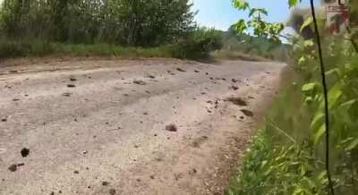Ukrainian HUR "Terror" battalion blows up a bridge to prevent Russian advances by Vovchanski Khutory, Kharkiv Oblast. May 2024