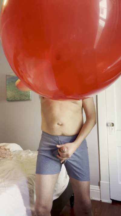 This balloon got so big &amp;amp; tight with each blow that, once I started moaning, it didn&rsquo;t take much to cum (you can hear it spilling onto the floor)!
