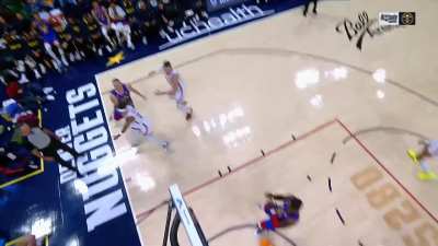 [Highlight] Jokic slings a bounce pass baseline off the double for the 3 plus the foul