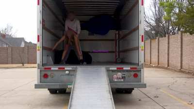 Busty MILF in the back of a UHAUL
