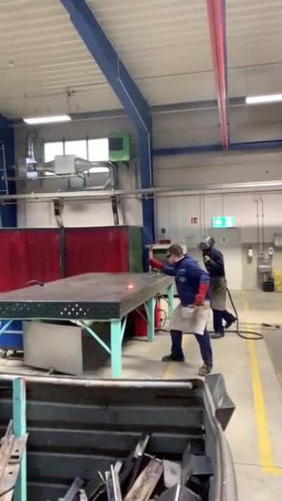 Hammering a hot piece of metal