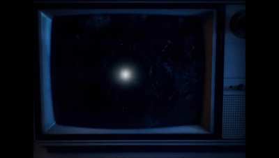 Found this while slowing down video. Sounds like, "I'm coming". could just be coincidence