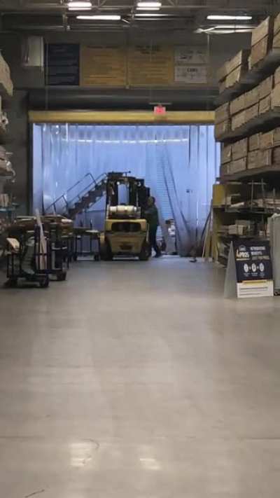 Ladder was stuck under door so he tipped it over. Lucky it didn&rsquo;t land on him.
